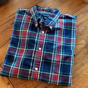 Lands’ End Men’s Sail Rigger Oxford Button Down Long Sleeve Plaid Shirt Size L